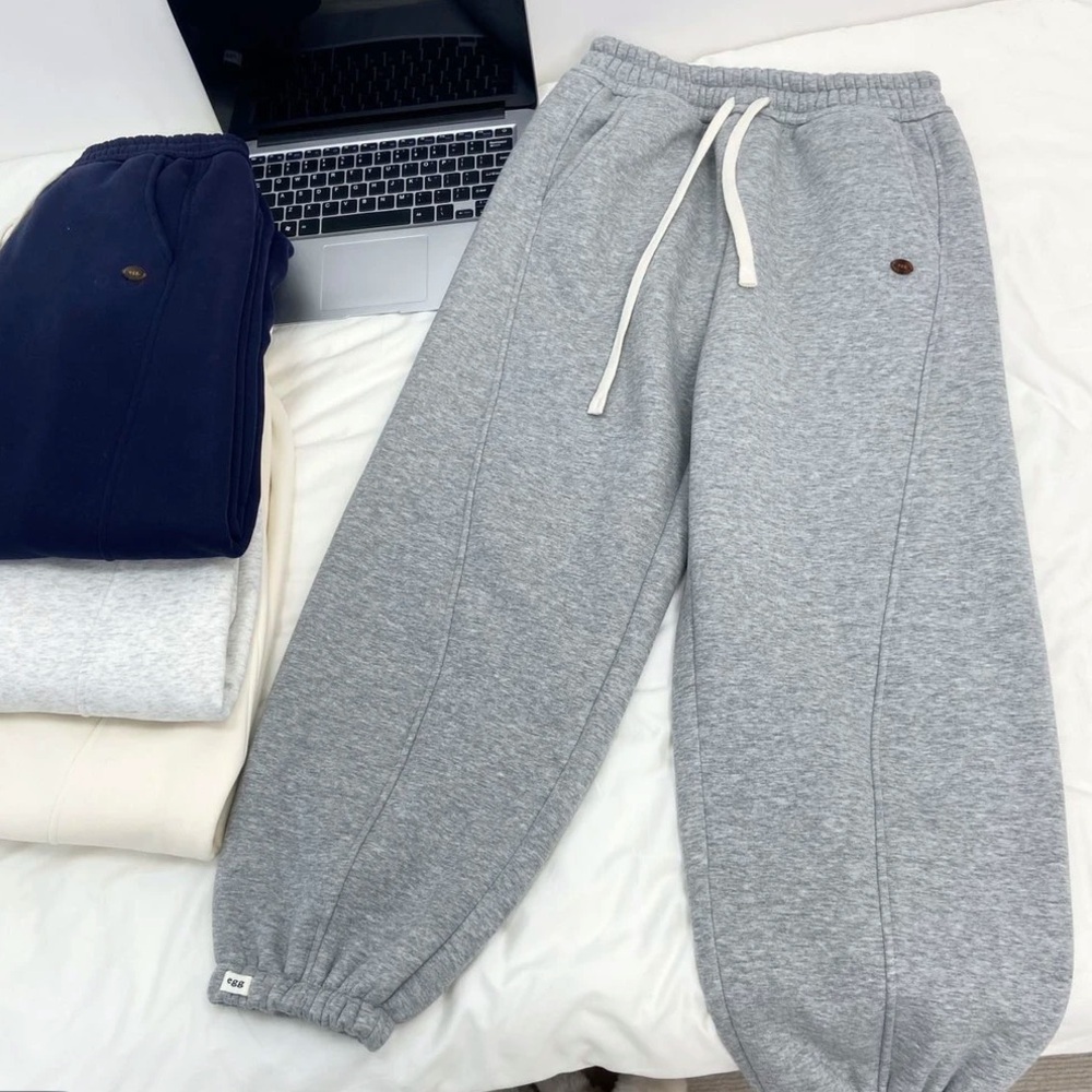Boutique 9 Gray Track Pants with White Drawstring